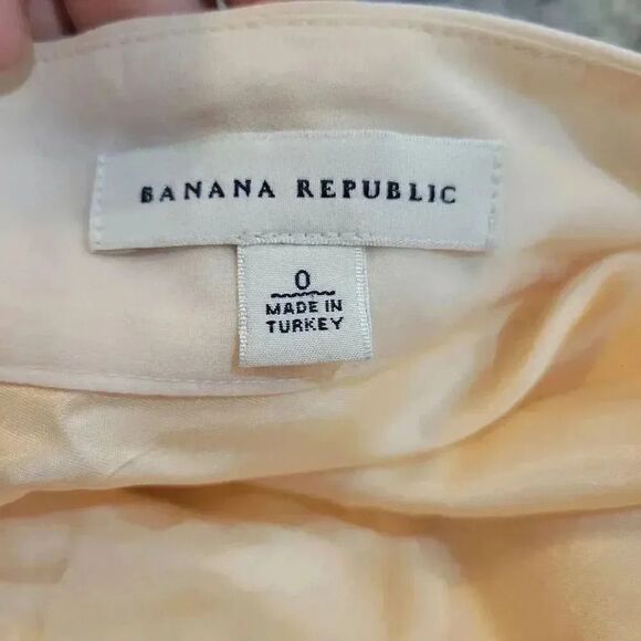 Banana Republic Women's Peach Poly Layered Chiffon Lined A-Line Skirt - Picture 9 of 10